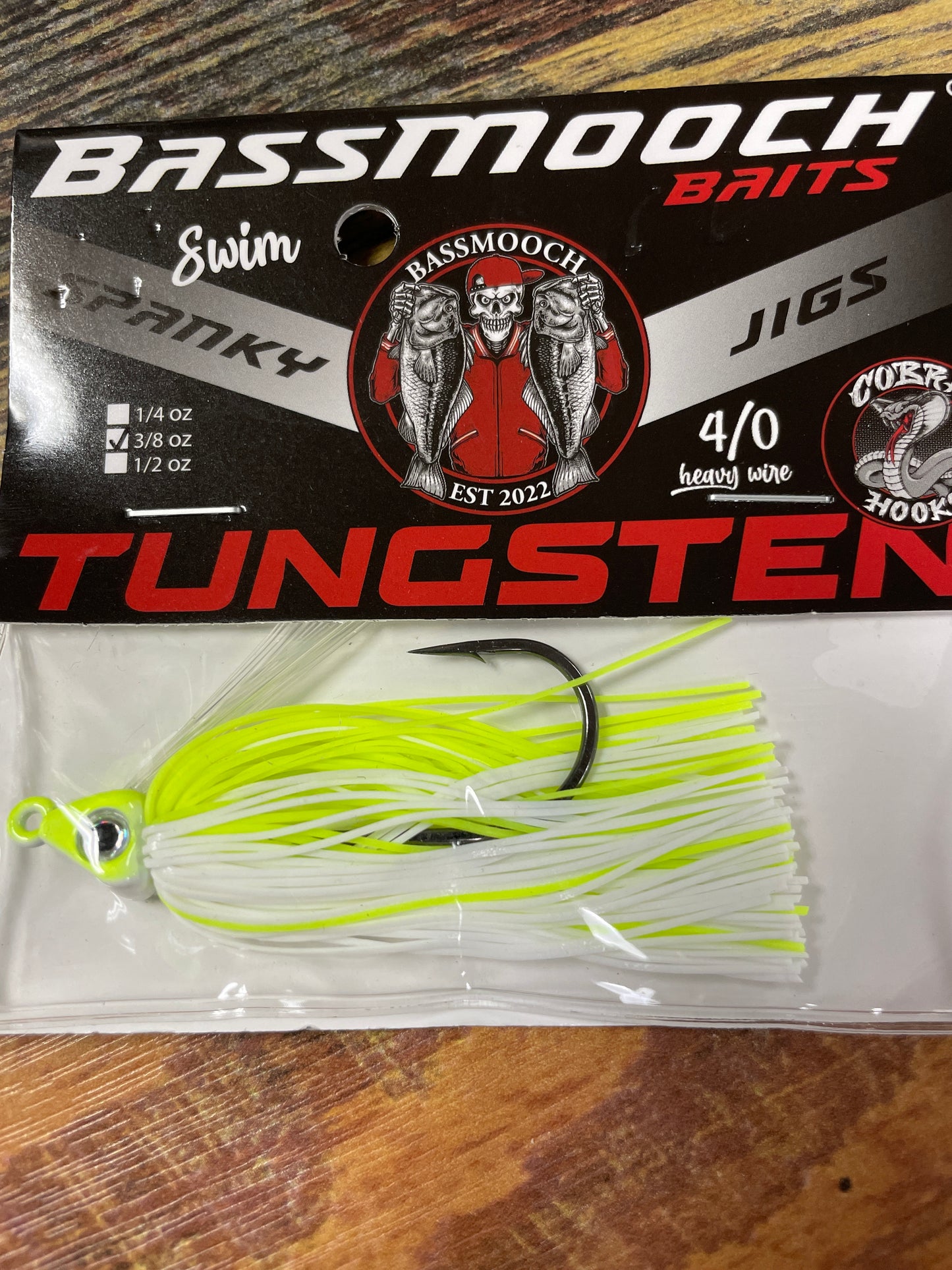Bassmooch Baits Spanky Swim Jig 3/8oz White Chartreuse