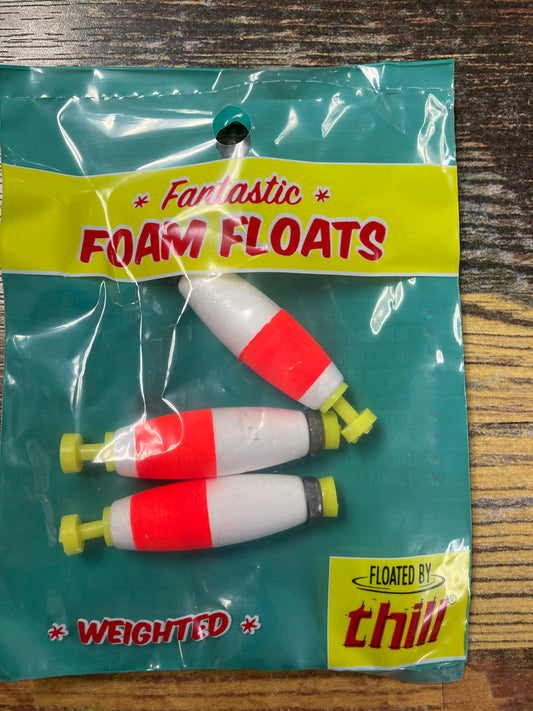 Thill 1.5” Foam Floats Weighted Snap On -Red/White