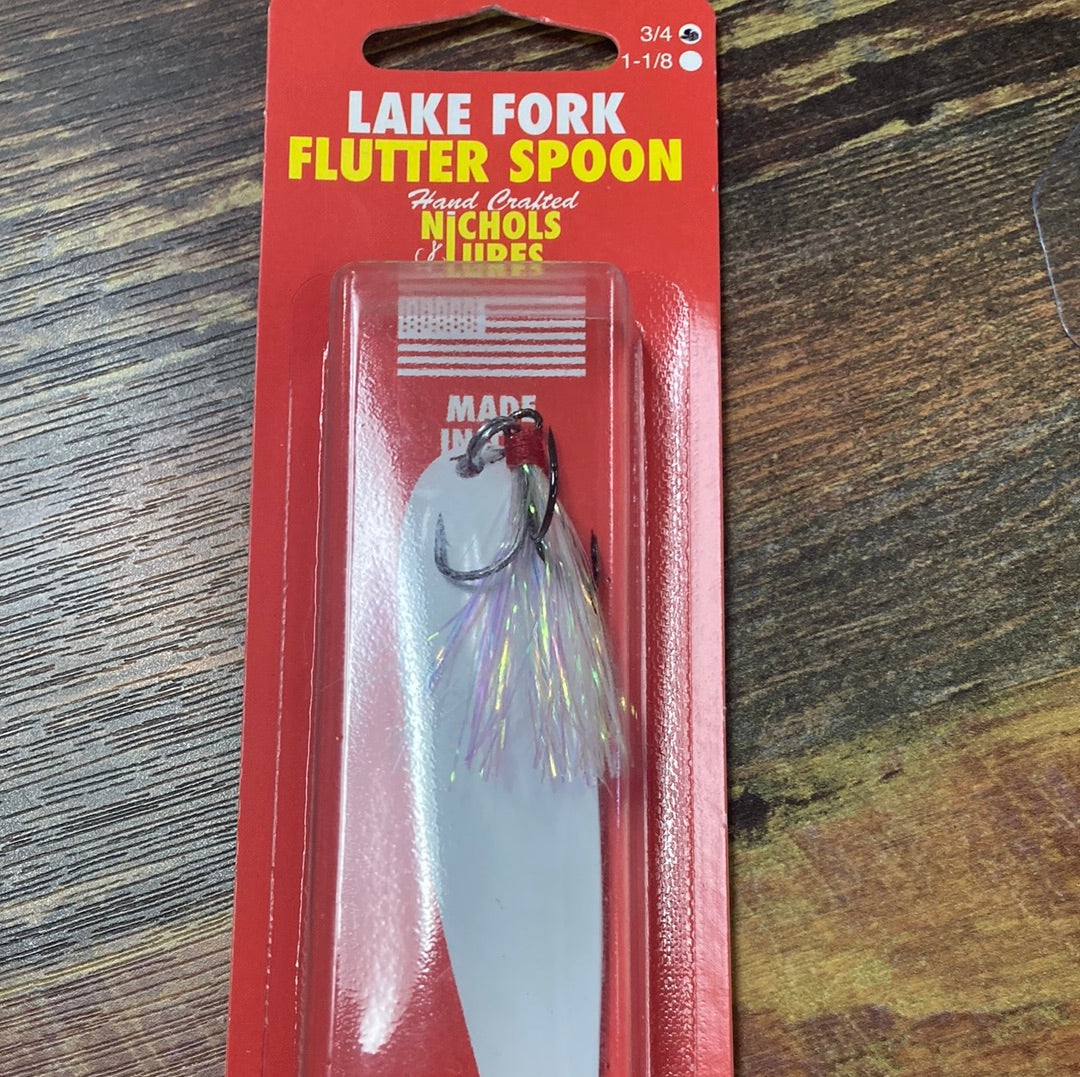 Nichols Lake Fork Flutter Spoon 3/4 oz. White – Lake Fork Resort