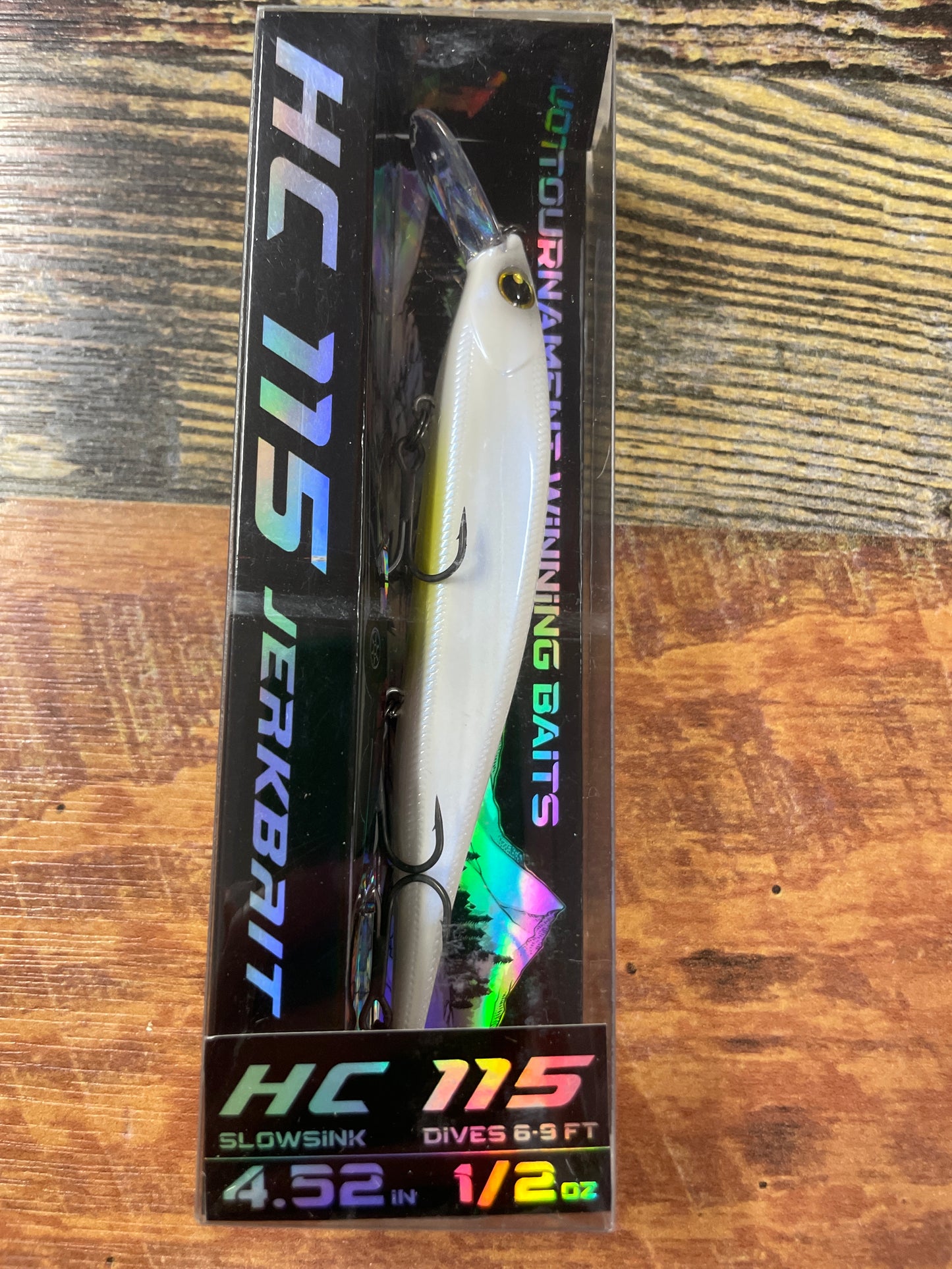 Bassmooch HC 115 Jerkbait 4.52” 1/2oz. Slowsink French Pearl OB