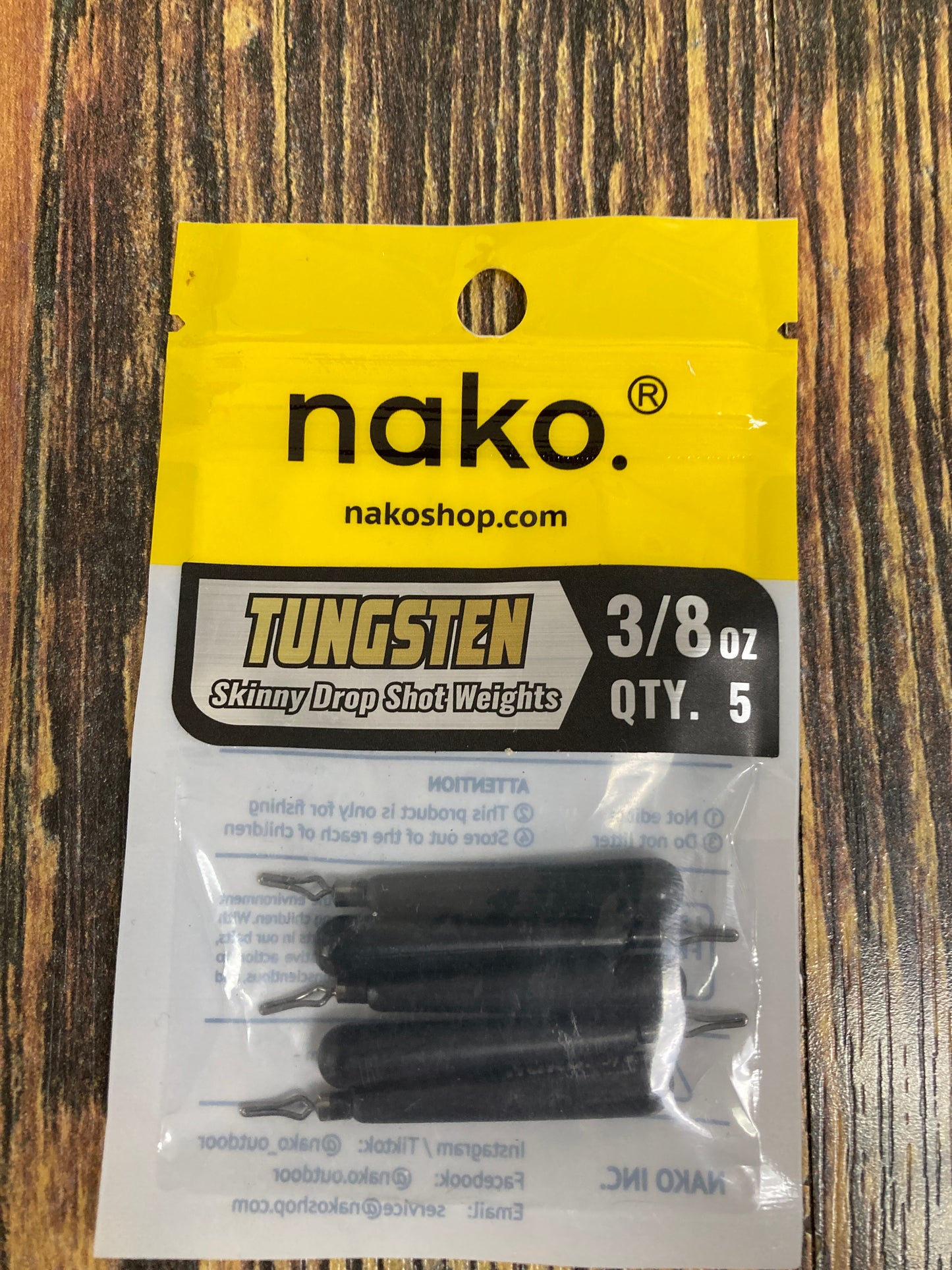 Nako 3/8 Tungsten Skinny Drop Shot weights