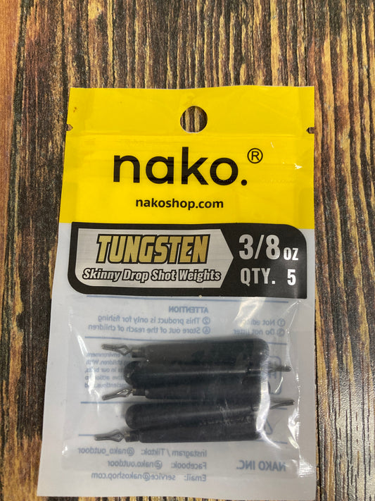 Nako 3/8 Tungsten Skinny Drop Shot weights