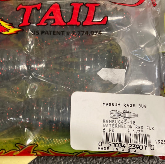 Strike King Rage Tail Magnum Rage Bug 4-1/2" Watermelon Red Flake
