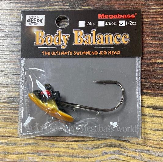 Mega Bass Body Balance 1/2oz jig head Deadly Black Shad