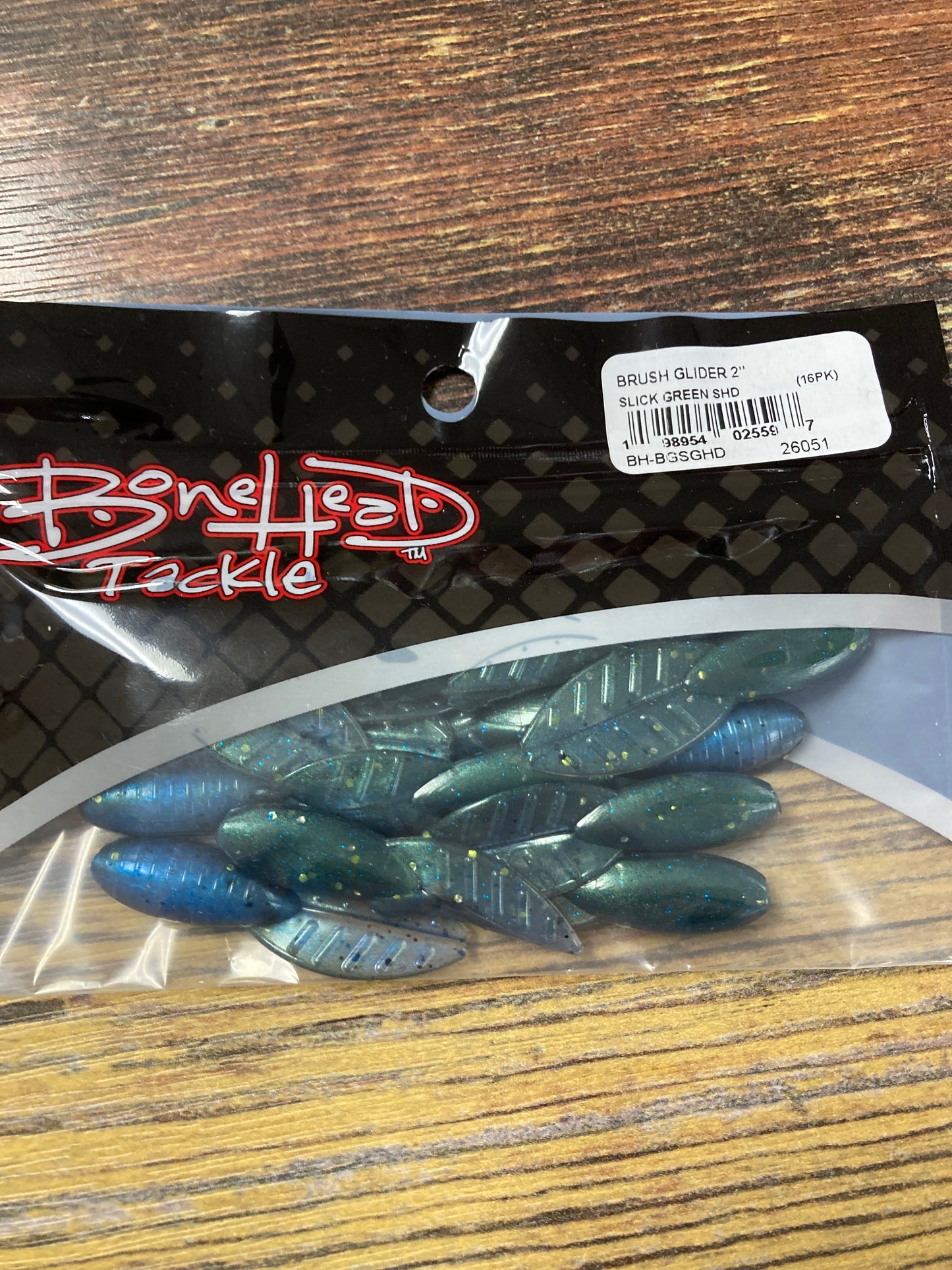 Bonehead Brush Glider 2" Slick Green Shad
