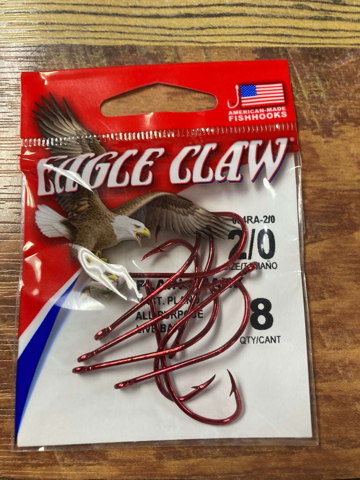 Eagle Claw 2/0 Plain Shank Red Hooks