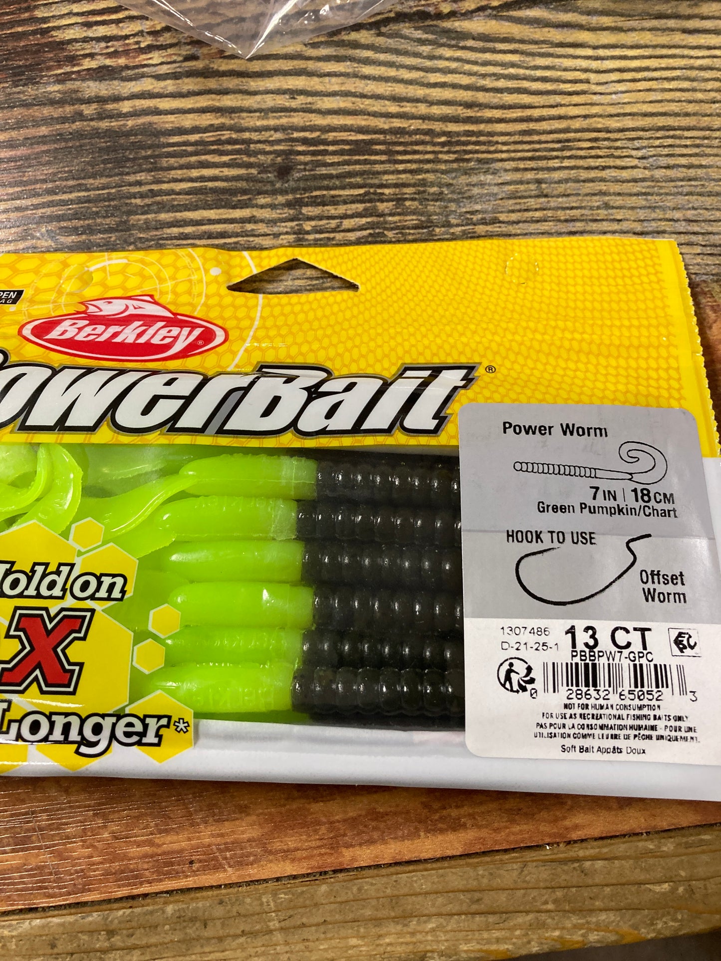 Berkley PB Power Worm 7" Green Pumpkin/Chartreuse