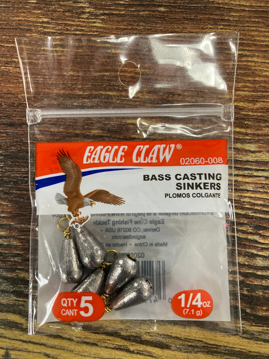 Eagle Claw Bass Casting Sinkers 1/4 oz. Lead