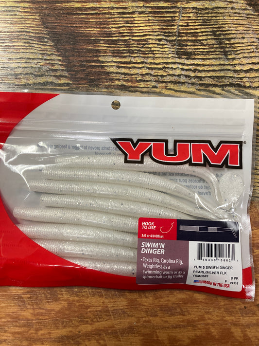 YUM Swim N Dinger 5" Pearl/Silver