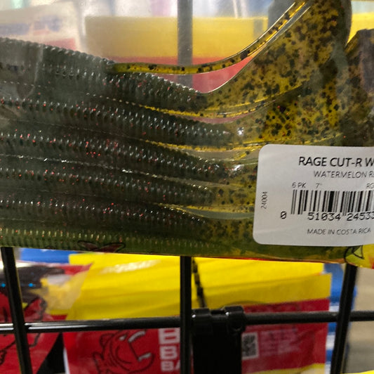 Strike King Rage Cut-R Worm 7" Watermelon Red Flake