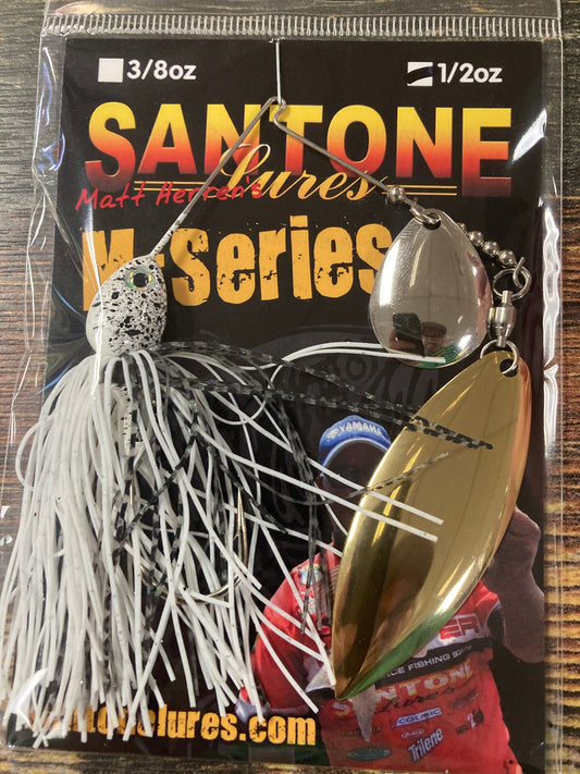 Santone M Series Spinnerbait 1/2 oz. White Shadow/Gold Blade