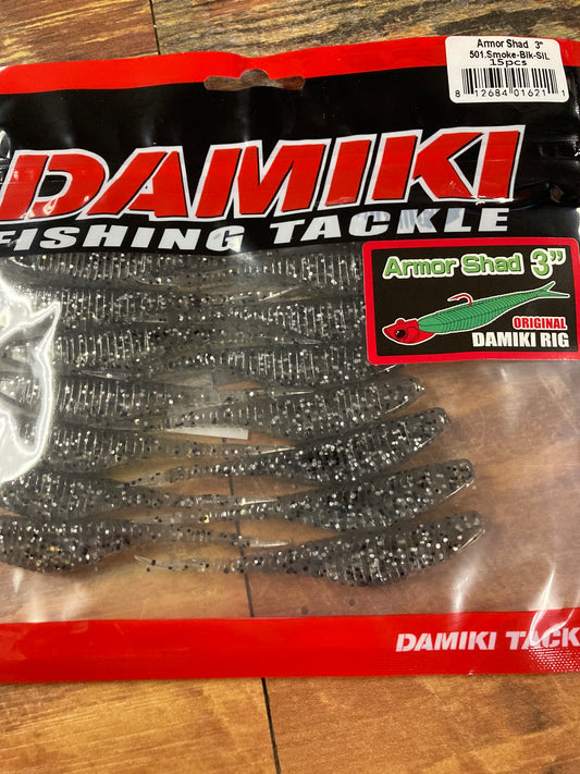 Damiki Armor Shad 3" Smoke Black Silver