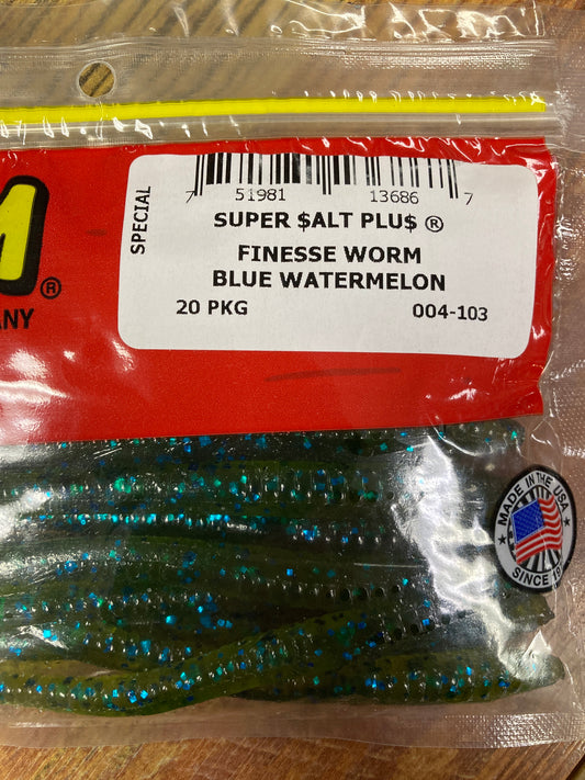 Zoom Finesse Worm 4.5” Blue Watermelon