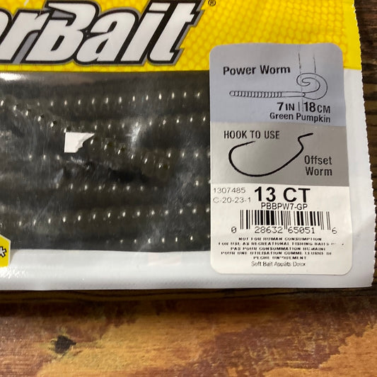 Berkley 7” Power Worm Green Pumpkin