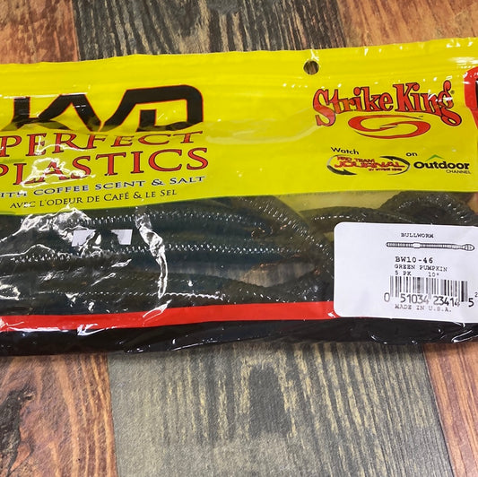 Strike King KVD Bull Worm 10" Green pumpkin