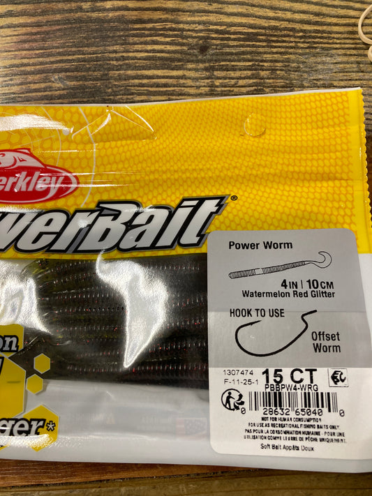 Berkley PB Power Worm 4" Watermelon Red Glitter