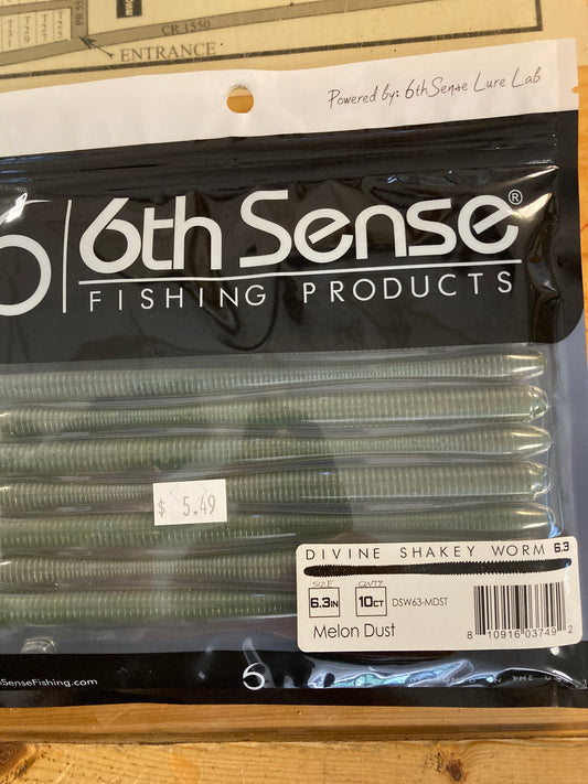 6th Sense Divine Shakey Worm 6.3" Melon Dust