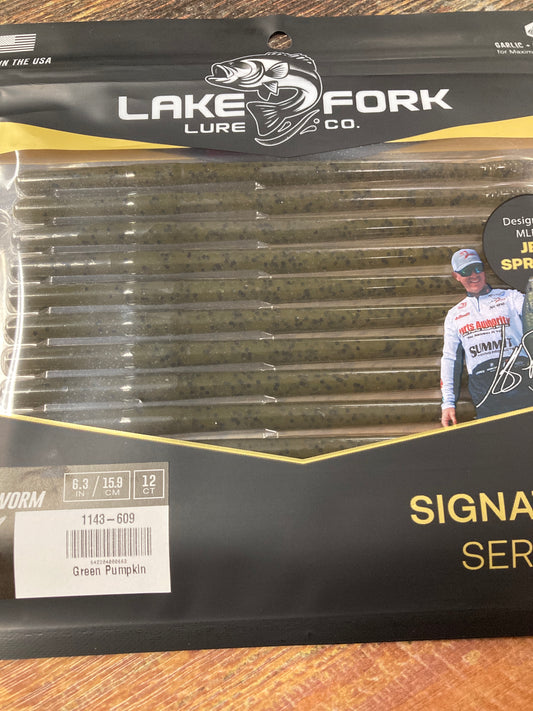 Lake Fork Lures Finesse Worm 6.3" Green Pumpkin