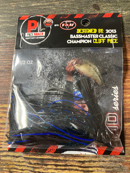V&M Flipping Jig 1/2 oz Black Blue Glitter