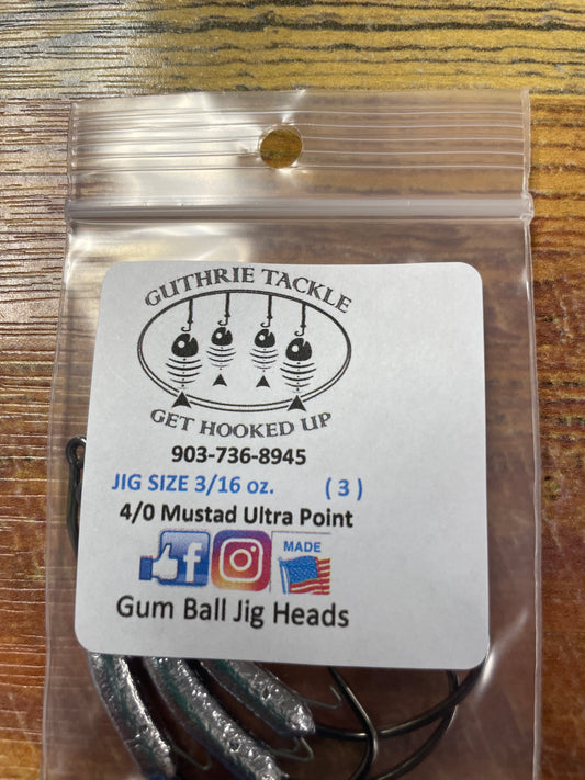 Guthrie Tackle 4/0 Gum Ball Jig Heads 3/16oz