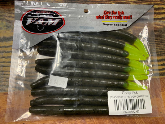 V&M Chopstick 5" Green Pumpkin/Chart Tail