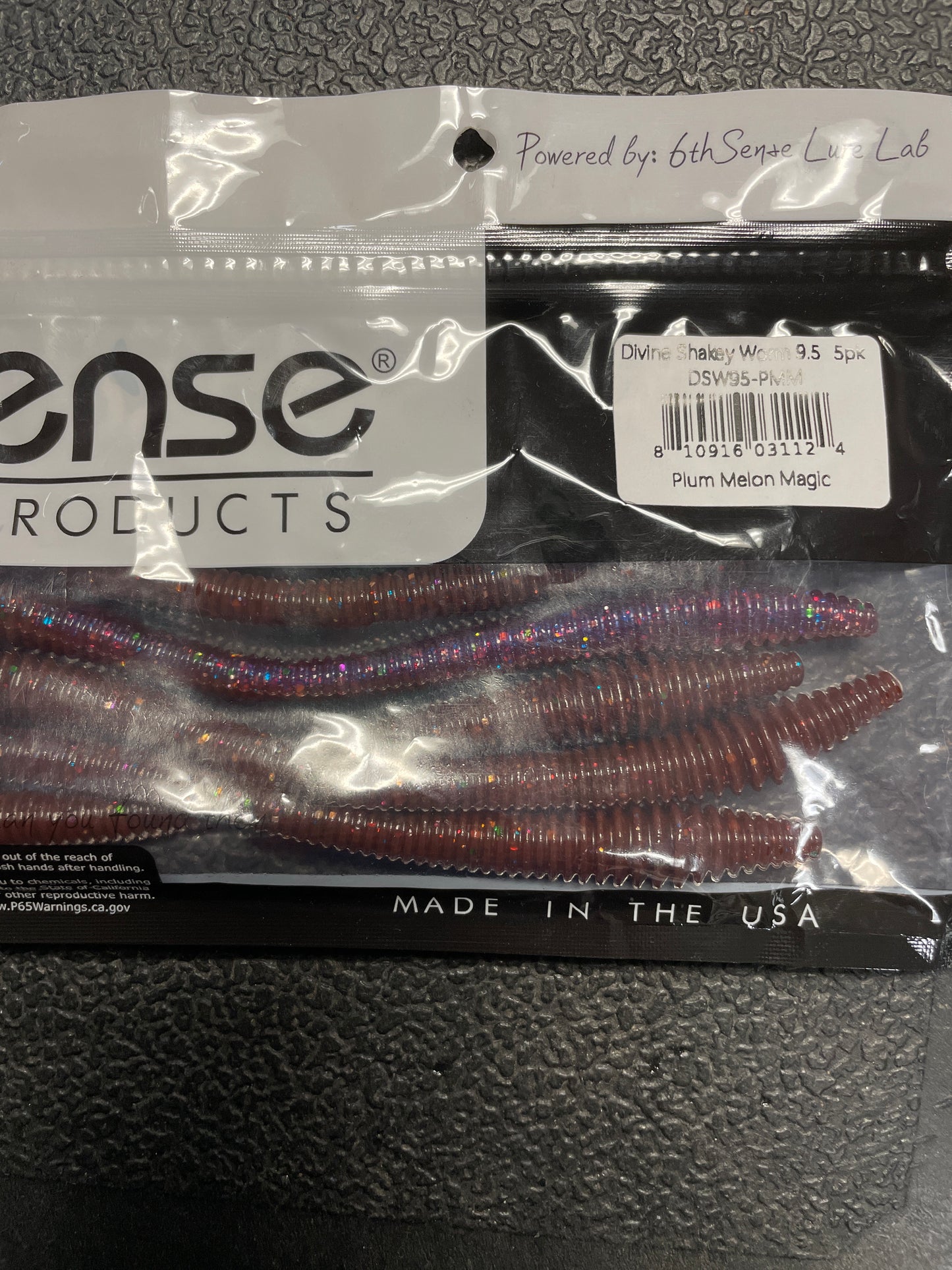 6th Sense Divine Shakey Worm 9.5” Plum Melon Magic