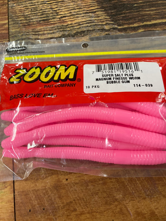 Zoom Magnum Finesse Worm - Bubblegum
