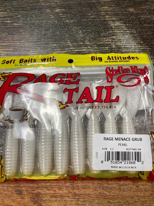 Strike King Rage Menace Grub - Pearl