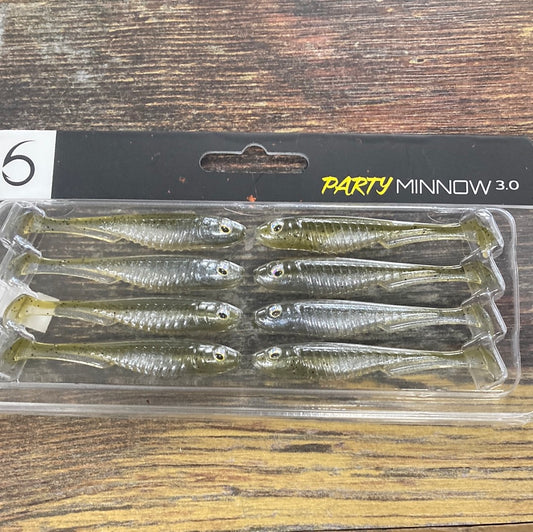 6th Sense Party Minnow 3.0 Green Pumpkin Shad