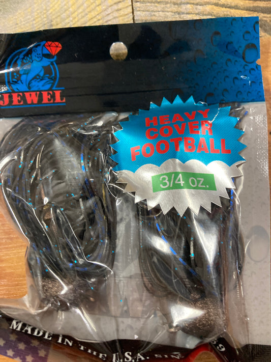 Jewel Football Jig 3/4 oz. Black Blue Flash