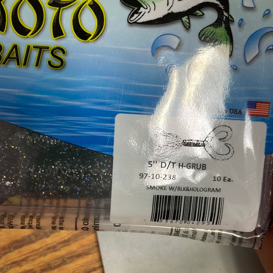 Yamamoto 5” D/T H-Grub Smoke Blk Hologram