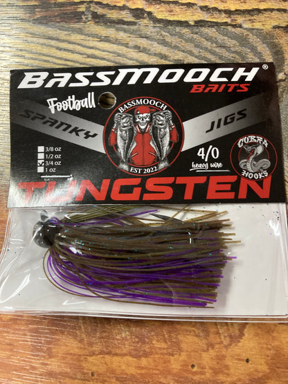 Bassmooch Football Jigs 3/4 oz Green Pumpkin Candy