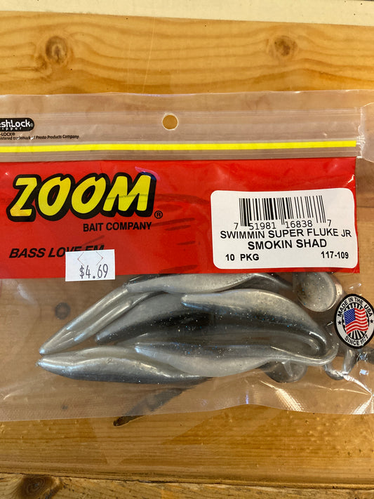 Zoom Swimmin Super Fluke Jr. - Smokin Shad