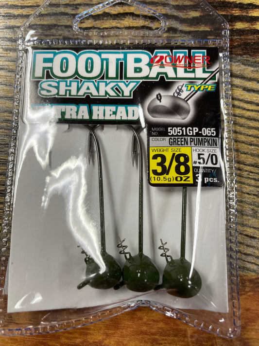 Owner Football Shaky Ultra Head 3/8 oz. 5/0 Green Pumpkin