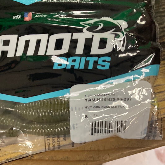 Yamamoto Yamatanuki 4.25" Heavy Green Pumpkin Blk Flk