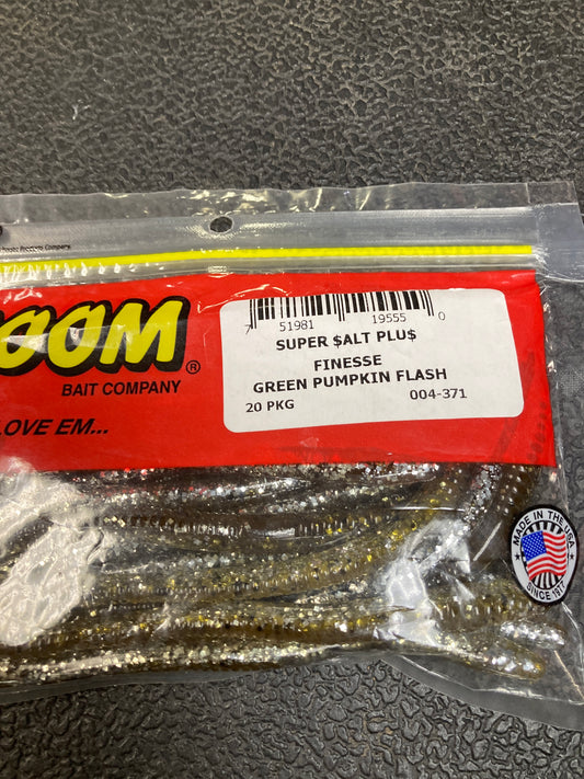 Zoom Finesse Worm - Green Pumpkin Flash