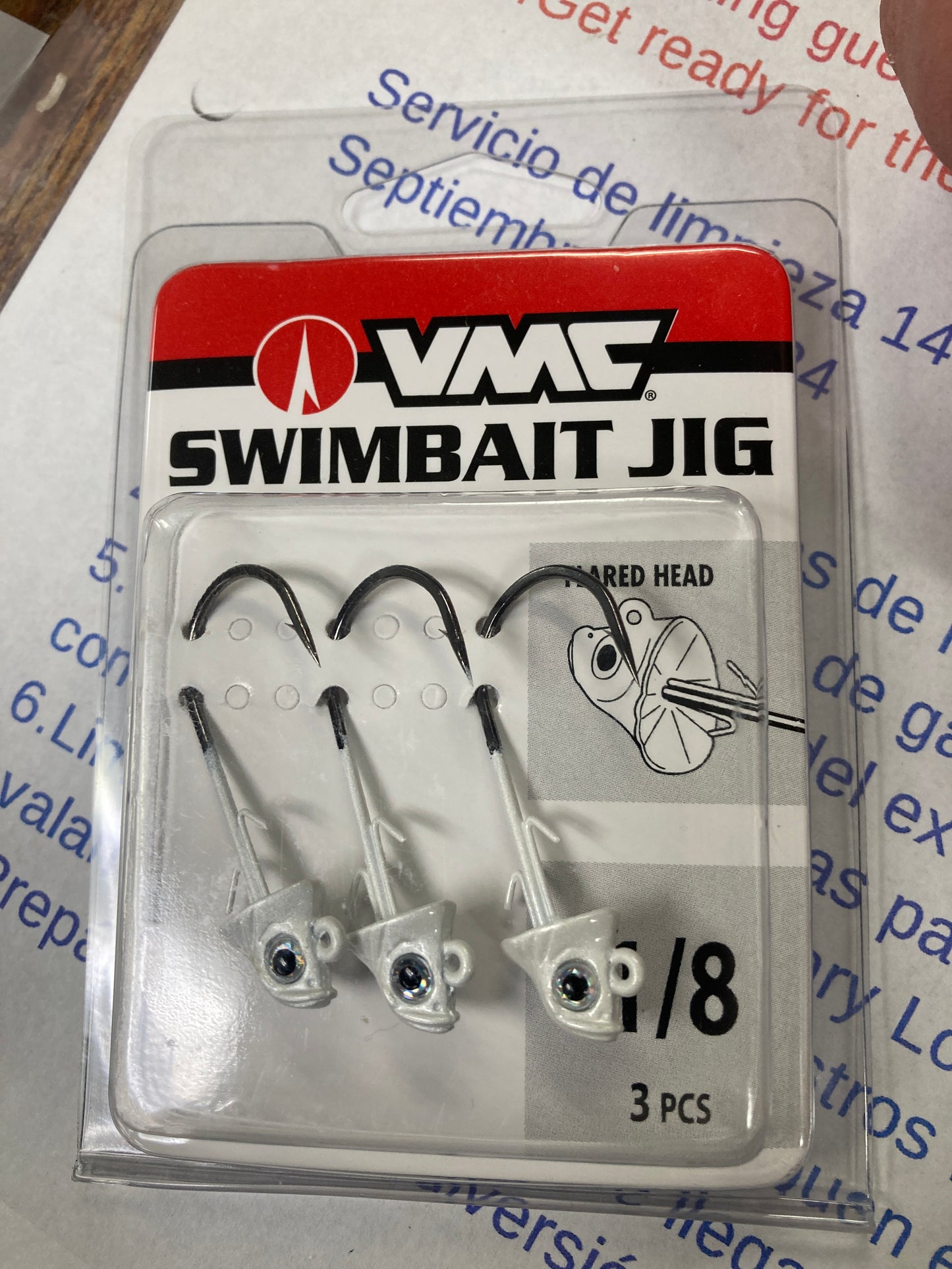VMC Swimbait Jig 1/8 oz. White Flared Head