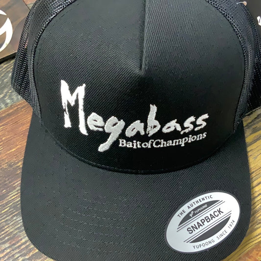 MEGABASS BLACK /WHITE BRUSH / TRUCKER HAT