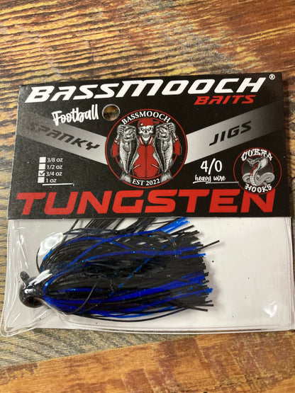 Bassmooch Football  Jigs 3/4 oz Black N Blue