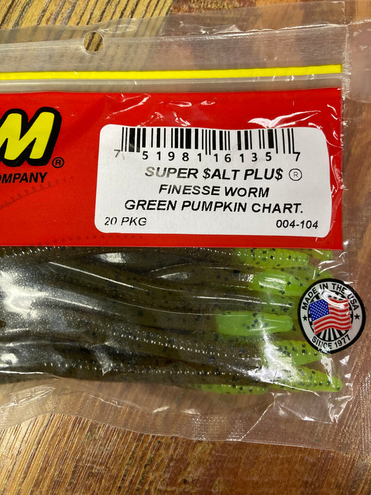 Zoom Finesse Worm - Green Pumpkin Chartreuse