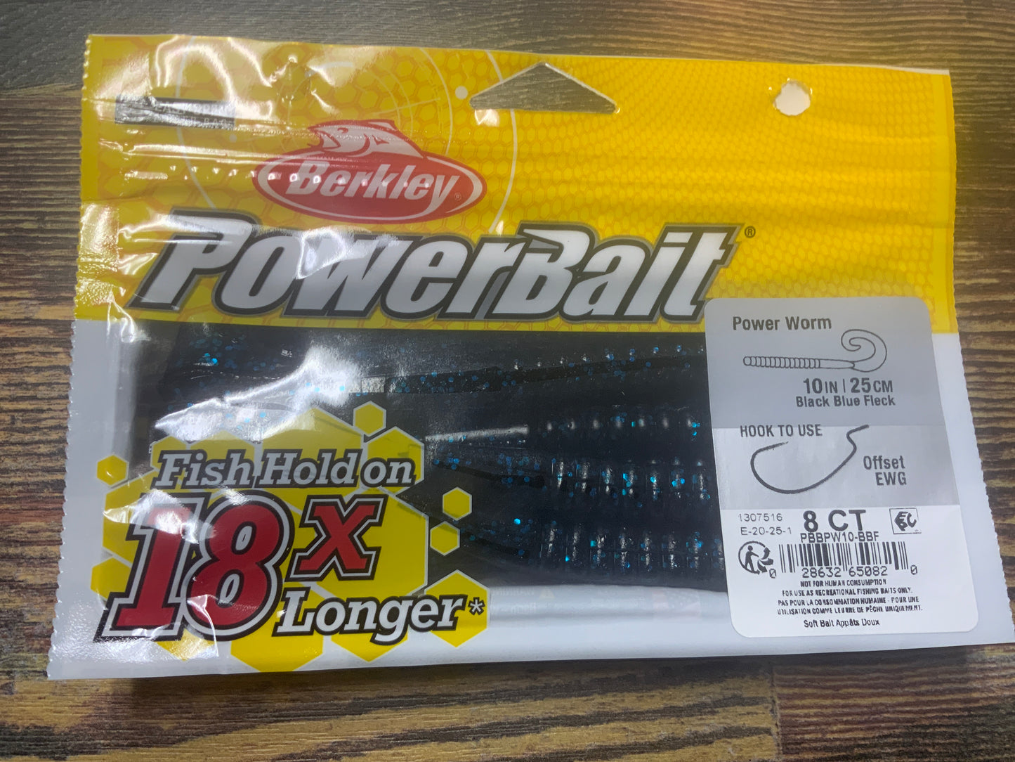 Berkley Power Worm 10" Black/Blue Fleck