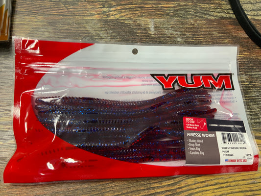 Yum 6 Finesse Worm - Plum