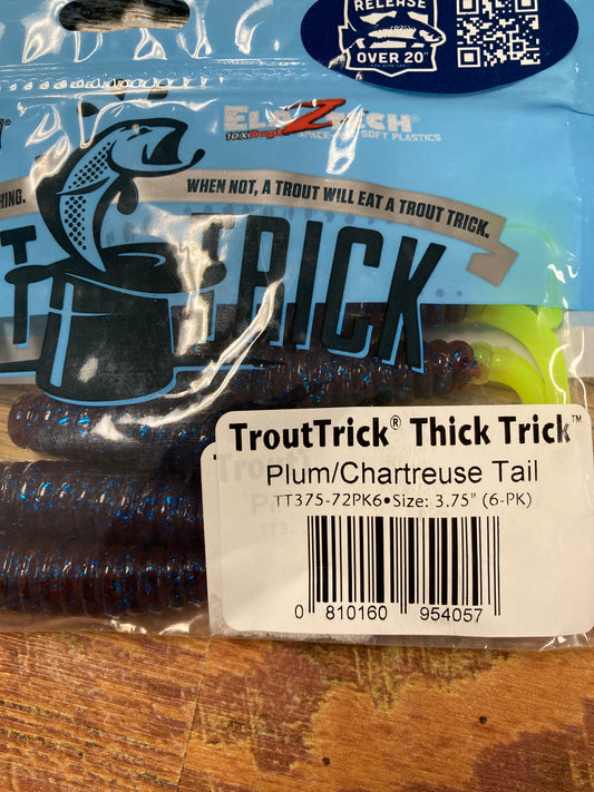 Z Man Trout Trick Thick 3.75" Plum Chartreuse Tail