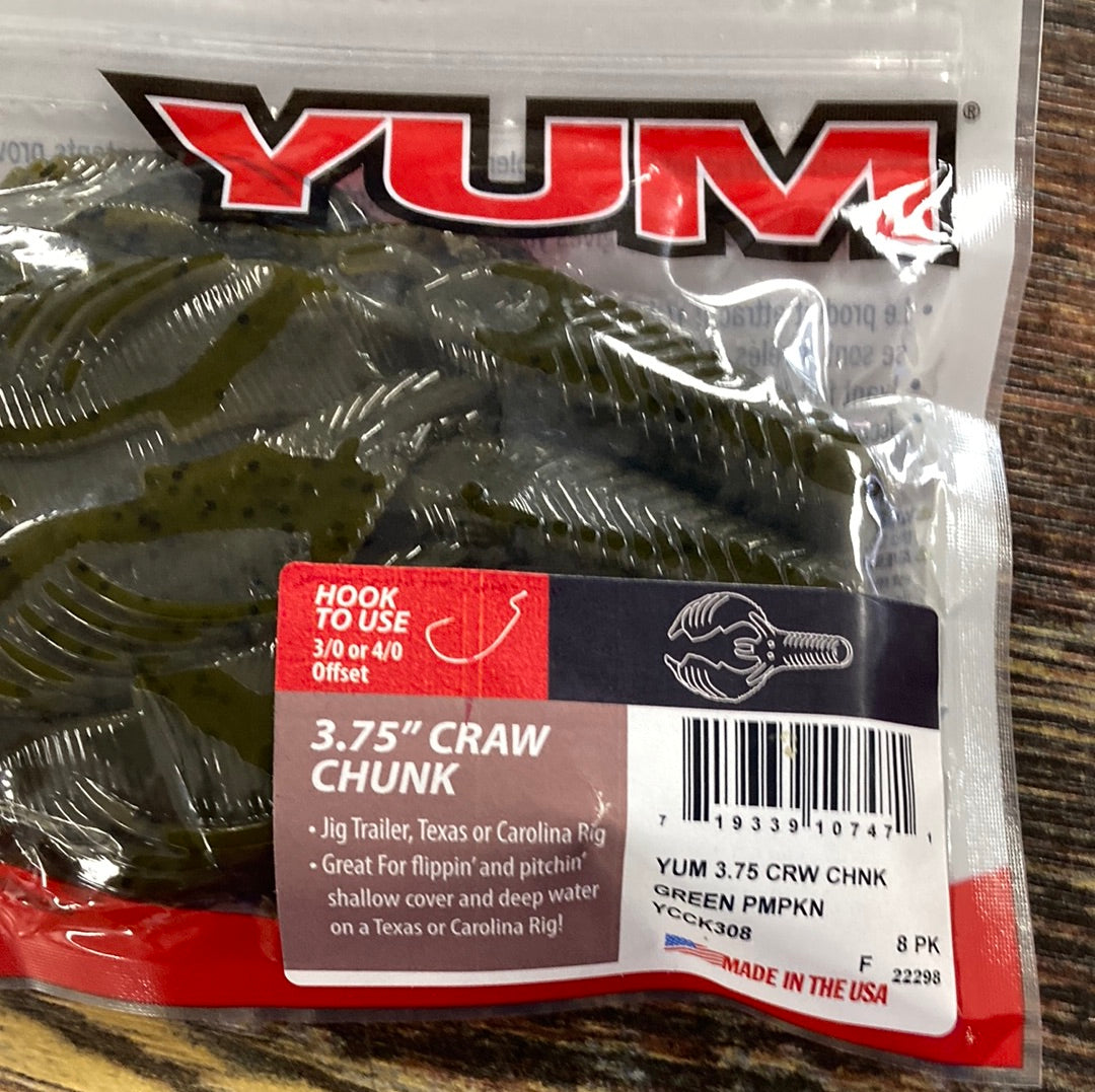 Yum 3.75 Craw Chunk - Green Pumpkin