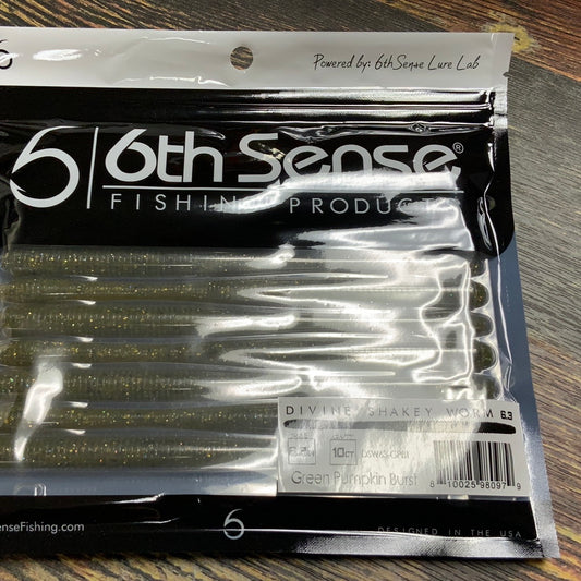 6th Sense Shakey Worm 6.3 - Green Pumpkin Burst