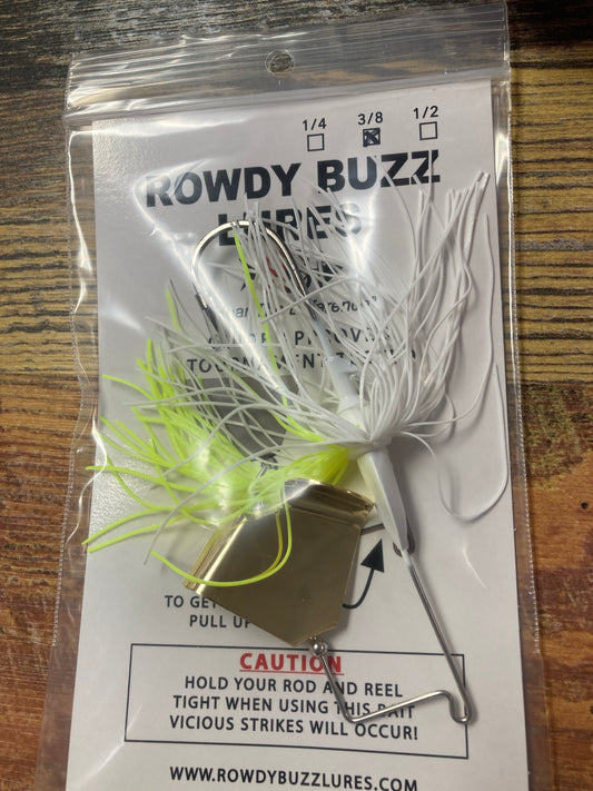 Rowdy Buzz Baits 3/8 oz. Chartreuse White