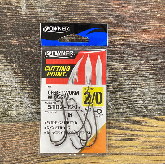 Owner Offset Worm Wide Gap 2/0 Chrome Black