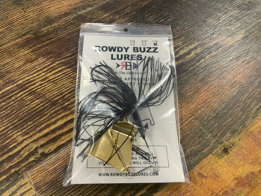 Rowdy Buzz Lures 1/2 oz. Black/Gold Blade