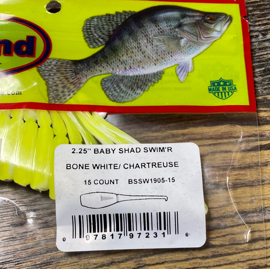 Bobby Garland 2.25” Baby Shad Swim’r Wht/Chart