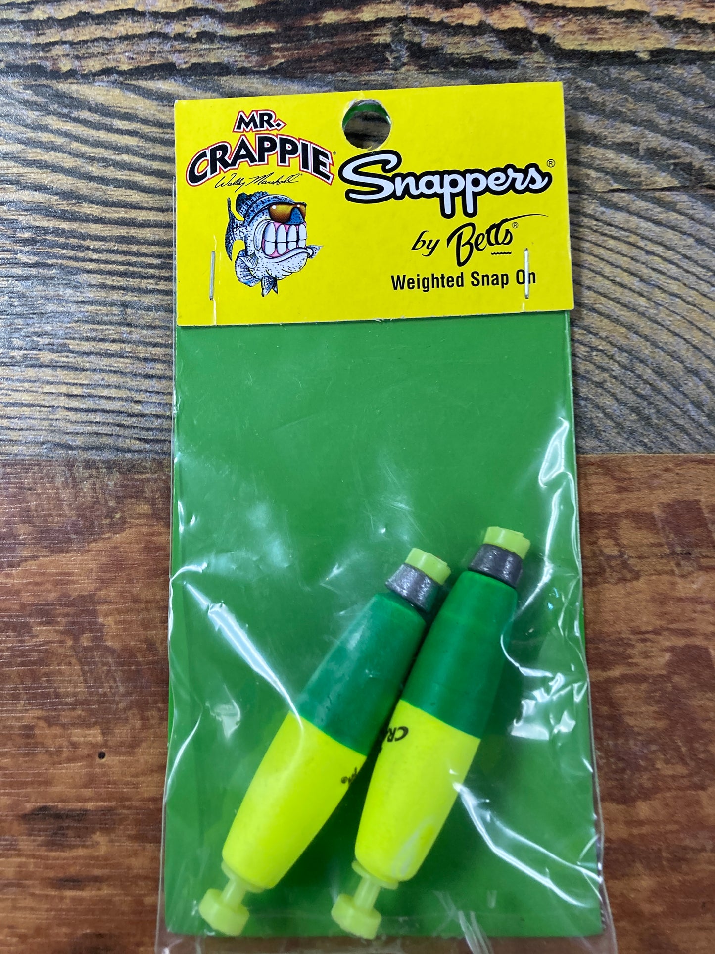 Mr Crappie 2" Weighted Cigar Bobber - Yellow/Green